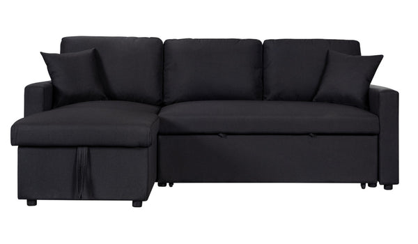 English Elm Paisley Linen Sleeper Sectional with Reversible Chaise and Hidden Storage for Living Rooms B061S00146