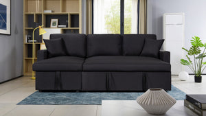 English Elm Paisley Linen Sleeper Sectional with Reversible Chaise and Hidden Storage for Living Rooms B061S00146
