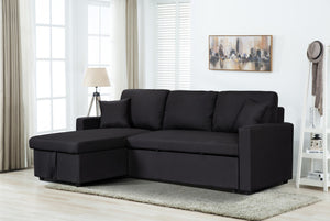 English Elm Paisley Linen Sleeper Sectional with Reversible Chaise and Hidden Storage for Living Rooms B061S00146
