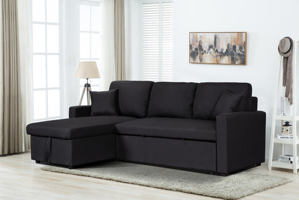 English Elm Paisley Linen Sleeper Sectional with Reversible Chaise and Hidden Storage for Living Rooms B061S00146