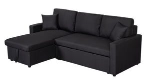 English Elm Paisley Linen Sleeper Sectional with Reversible Chaise and Hidden Storage for Living Rooms B061S00146