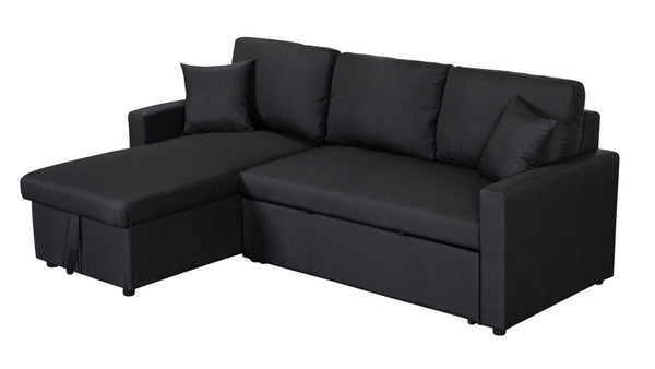 English Elm Paisley Linen Sleeper Sectional with Reversible Chaise and Hidden Storage for Living Rooms B061S00146