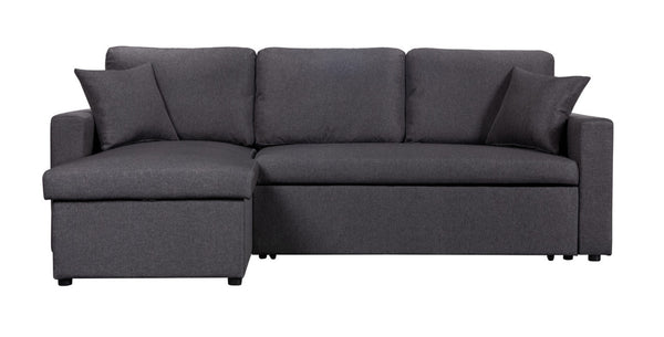 English Elm Paisley Linen Sleeper Sectional with Reversible Chaise and Hidden Storage for Living Room Dark Gray B061S00148
