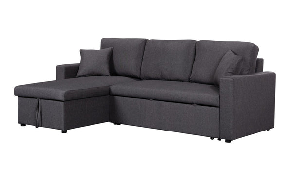 English Elm Paisley Linen Sleeper Sectional with Reversible Chaise and Hidden Storage for Living Room Dark Gray B061S00148