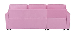 English Elm Paisley Linen Sleeper Sectional with Reversible Chaise and Hidden Storage for Living Room Pink B061S00150