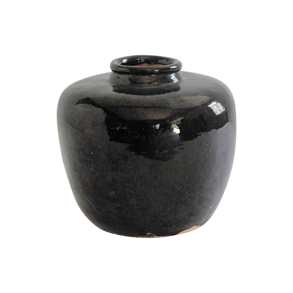 Lilys Black Glazed Pottery Jar Small 8141-S