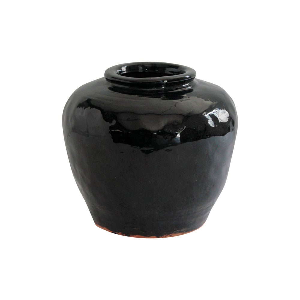 Lilys Black Glazed Pottery Jar Large 8141-L