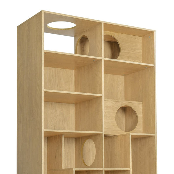 English Elm Modern Wood Grain Bookshelf Cat Habitat with Climbing Cubbies for Living Room Natural N752P395027N