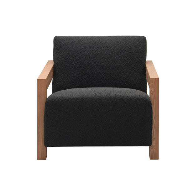 VIG Furniture Modrest Rosen - Modern Black Fabric + Natural Oak Accent Chair VGMF-L3128-BLK