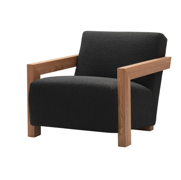 VIG Furniture Modrest Rosen - Modern Black Fabric + Natural Oak Accent Chair VGMF-L3128-BLK