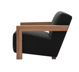 VIG Furniture Modrest Rosen - Modern Black Fabric + Natural Oak Accent Chair VGMF-L3128-BLK