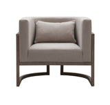 VIG Furniture Modrest Haney - Modern Grey Fabric + Grey Oak+ Rattan Accent Chair VGMF-L3160-GRY