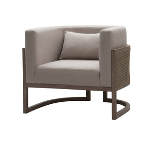 VIG Furniture Modrest Haney - Modern Grey Fabric + Grey Oak+ Rattan Accent Chair VGMF-L3160-GRY