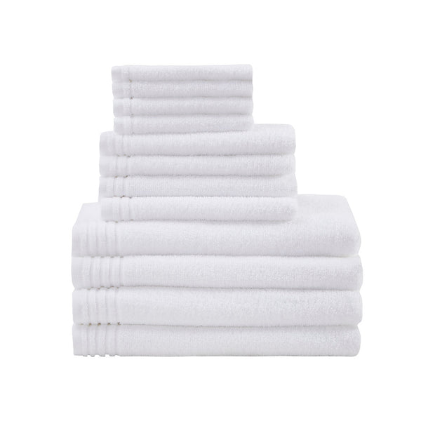 JLA Home 510 Design - 100% Cotton Zero-Twist 12-Piece Quick-Dry Towel Set — Ultra Fresh Antimicrobial, OEKO-TEX Certified Comfort 5DS73-0200