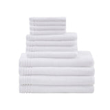 510 Design Big Bundle Casual 100% Cotton Quick Dry 12 Piece Bath Towel Set 5DS73-0200 White