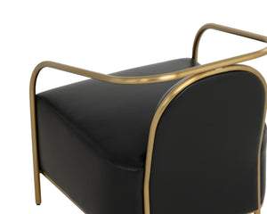 Sunpan Cicero Lounge Chair - Elegant Cantina Black Faux Leather With Sleek Gold Stainless Steel Frame Black Bonded Leather 111330