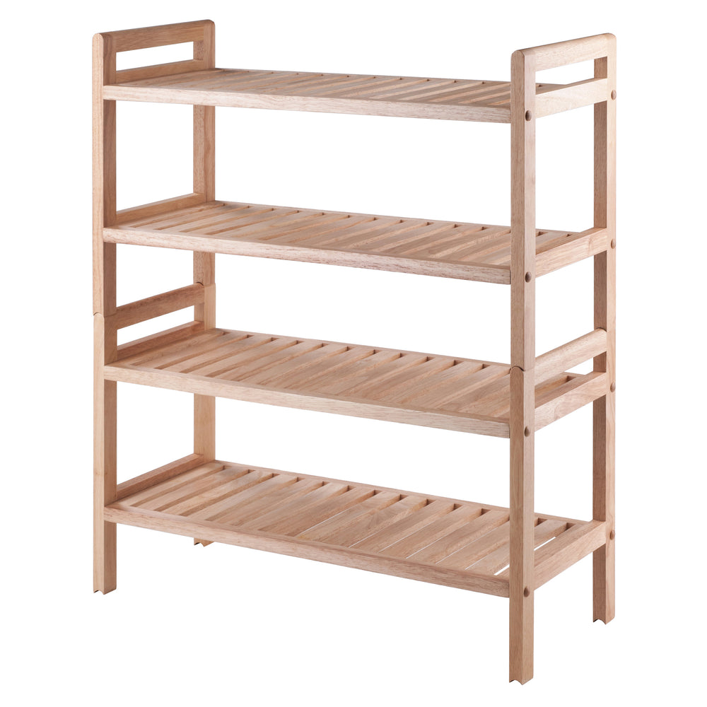 Winsome Wood Mercury 2-piece Stackable Shoe Rack Set - Natural Wood Organizer For Shoes, Kids Toys & More! Natural Solid Wood 81429-winsome-wood