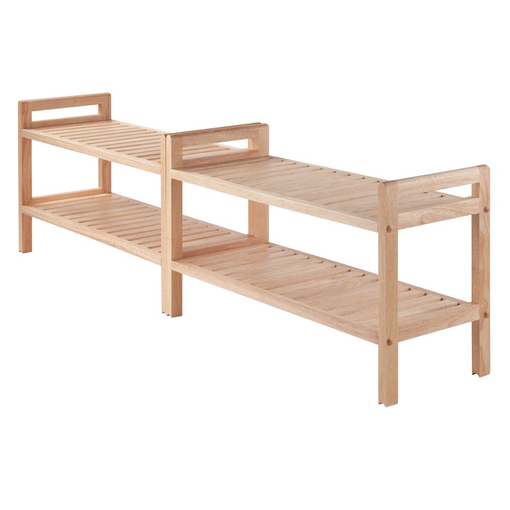 Winsome Wood Mercury 2-piece Stackable Shoe Rack Set - Natural Wood Organizer For Shoes, Kids Toys & More! Natural Solid Wood 81429-winsome-wood