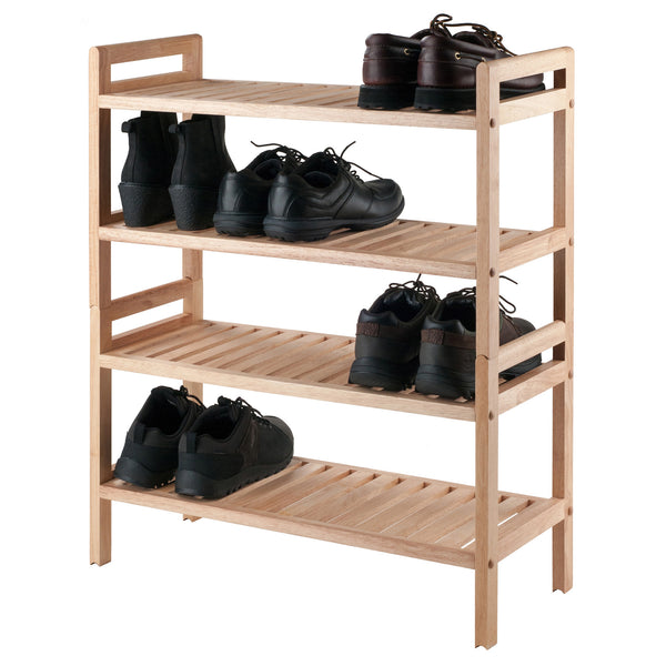 Winsome Wood Mercury 2-piece Stackable Shoe Rack Set - Natural Wood Organizer For Shoes, Kids Toys & More! Natural Solid Wood 81429-winsome-wood