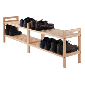 Winsome Wood Mercury 2-piece Stackable Shoe Rack Set - Natural Wood Organizer For Shoes, Kids Toys & More! Natural Solid Wood 81429-winsome-wood