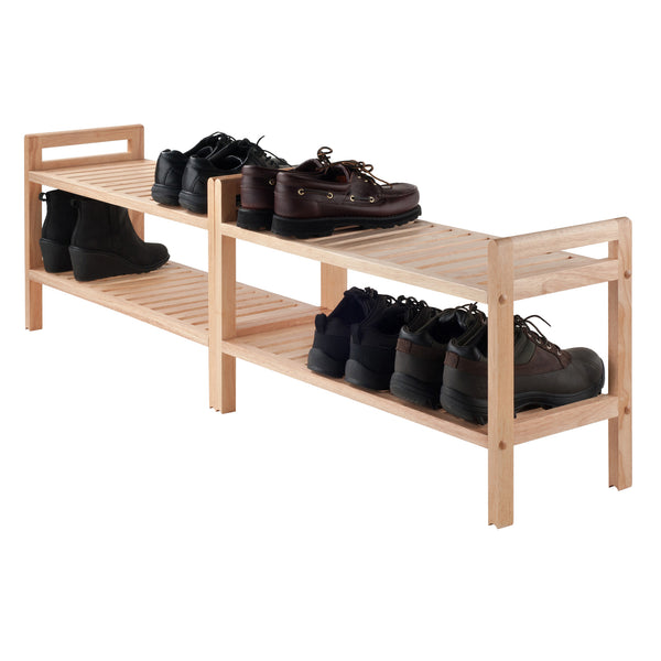 Winsome Wood Mercury 2-piece Stackable Shoe Rack Set - Natural Wood Organizer For Shoes, Kids Toys & More! Natural Solid Wood 81429-winsome-wood