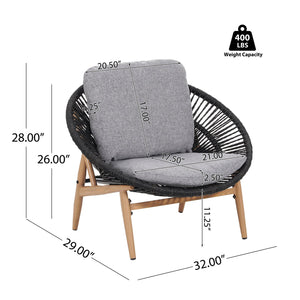 English Elm Christopher Knight Home® - Cyril Outdoor Papasan Lounge Chair Set Of 2 - Dark Grey Wicker & Soft Cushions For Ultimate Comfort N775P290578G-S2