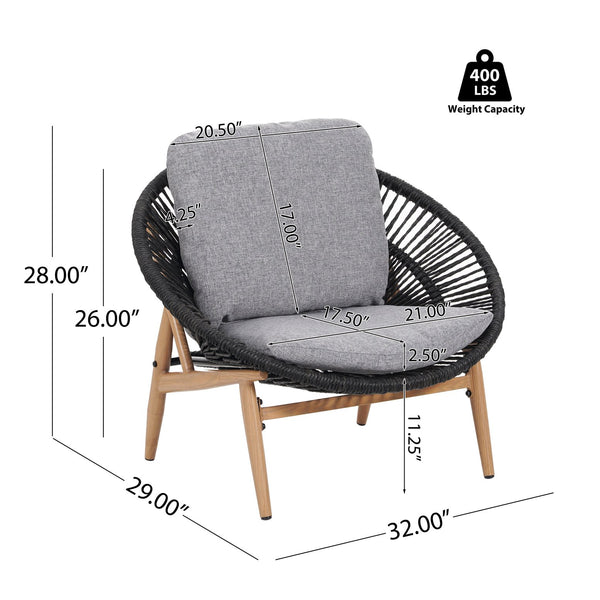 English Elm Christopher Knight Home® - Cyril Outdoor Papasan Lounge Chair Set Of 2 - Dark Grey Wicker & Soft Cushions For Ultimate Comfort N775P290578G-S2