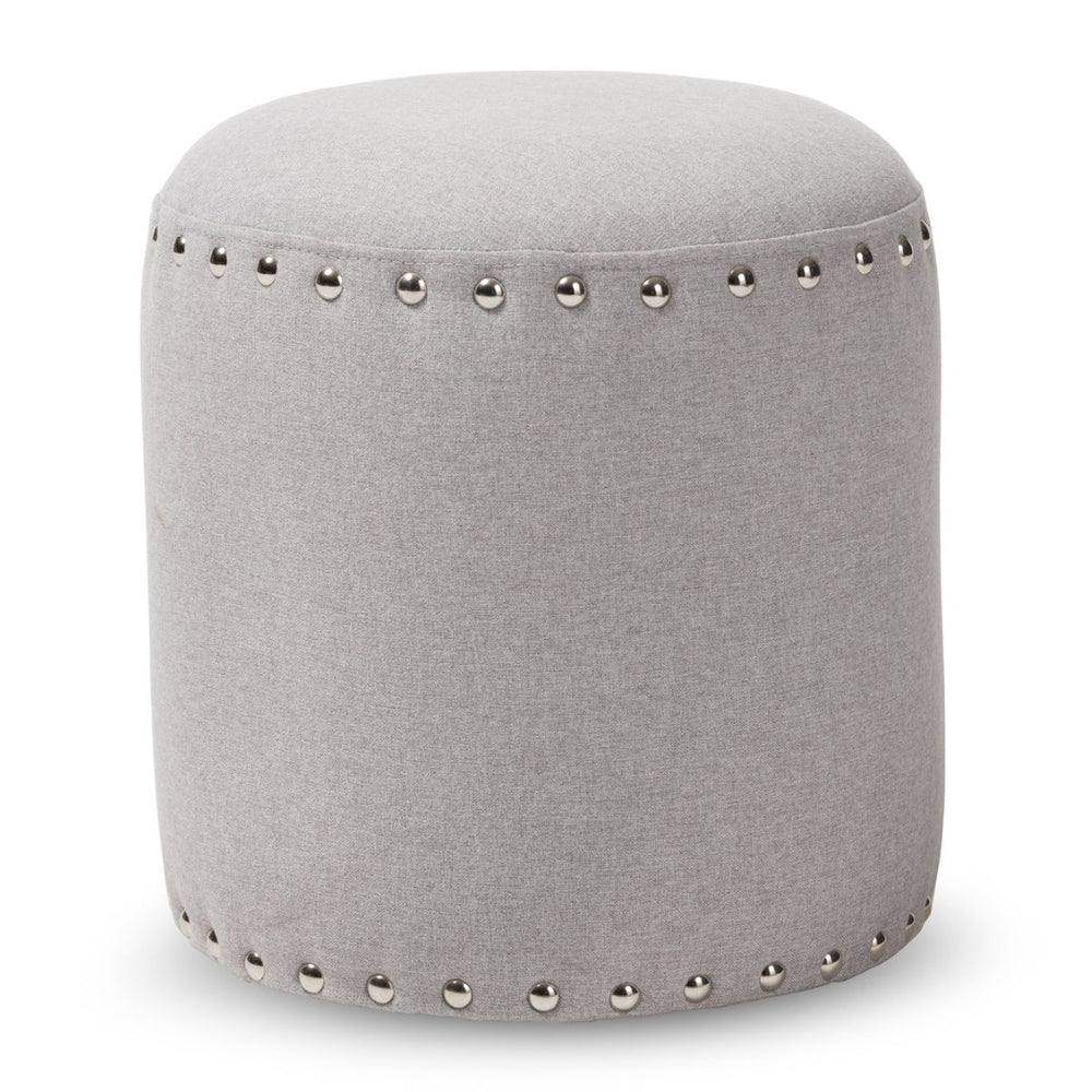 Baxton Studio Baxton Studio Rosine Modern Upholstered Ottoman with Nailhead Trim for Stylish Small Spaces Light 1708-Light Gray