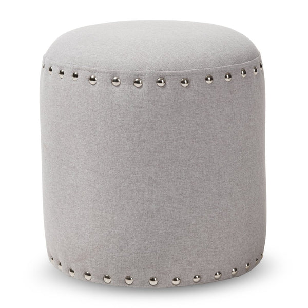 Baxton Studio Baxton Studio Rosine Modern Upholstered Ottoman with Nailhead Trim for Stylish Small Spaces Light 1708-Light Gray