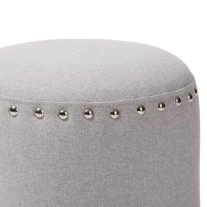 Baxton Studio Baxton Studio Rosine Modern Upholstered Ottoman with Nailhead Trim for Stylish Small Spaces Light 1708-Light Gray
