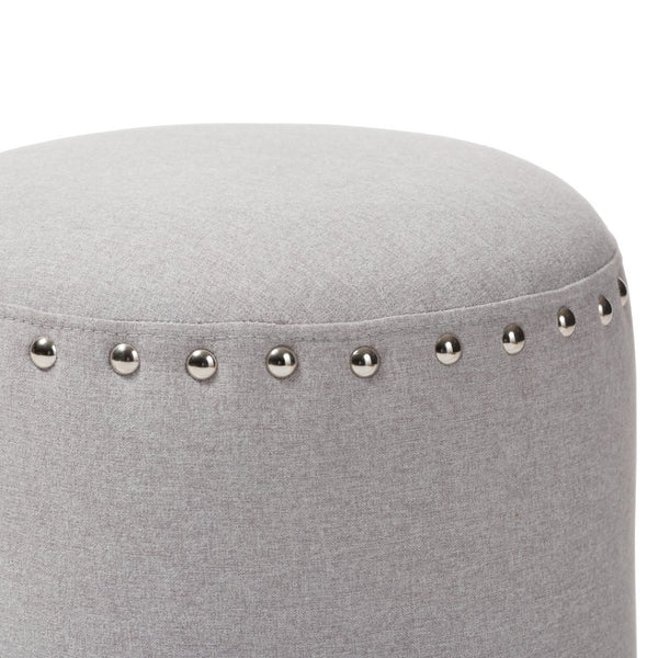 Baxton Studio Baxton Studio Rosine Modern Upholstered Ottoman with Nailhead Trim for Stylish Small Spaces Light 1708-Light Gray