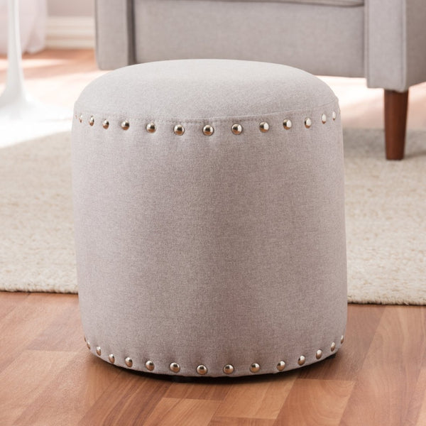Baxton Studio Baxton Studio Rosine Modern Upholstered Ottoman with Nailhead Trim for Stylish Small Spaces Light 1708-Light Gray