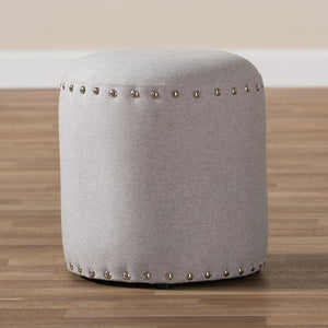 Baxton Studio Baxton Studio Rosine Modern Upholstered Ottoman with Nailhead Trim for Stylish Small Spaces Light 1708-Light Gray