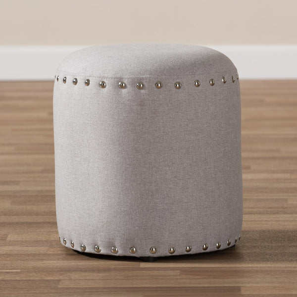 Baxton Studio Baxton Studio Rosine Modern Upholstered Ottoman with Nailhead Trim for Stylish Small Spaces Light 1708-Light Gray