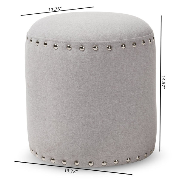 Baxton Studio Baxton Studio Rosine Modern Upholstered Ottoman with Nailhead Trim for Stylish Small Spaces Light 1708-Light Gray