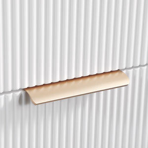 English Elm Nightstand with Drawer | 3-Tier Modern Bedside Table with Hidden Drawer, Open Shelves, Sturdy Build White+Gold 27.4 L x 17.9 W x 6.3 H W3151P345786