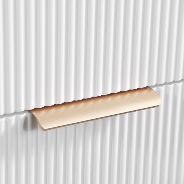 English Elm Nightstand with Drawer | 3-Tier Modern Bedside Table with Hidden Drawer, Open Shelves, Sturdy Build White+Gold 27.4 L x 17.9 W x 6.3 H W3151P345786