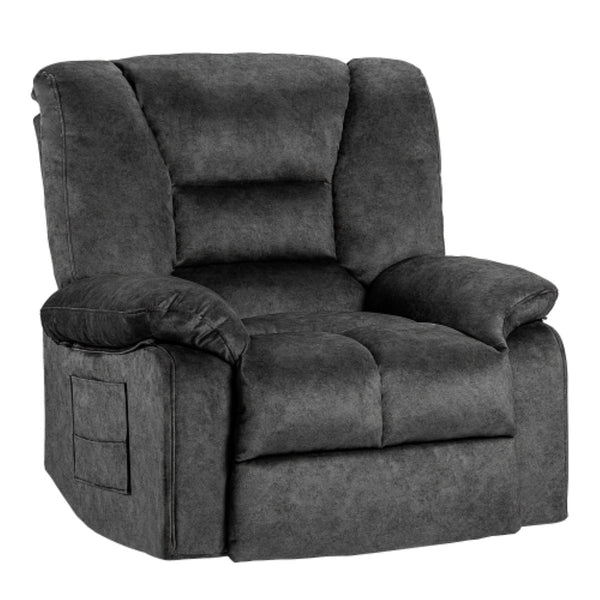 English Elm Living Space Massage Recliner Chair with Lumbar Heat Vibration and Full Body Support Grey W1403P457321