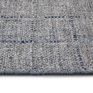 English Elm Tenney Handwoven 8x10 Wool Area Rug in Grey & Blue with Hand-Knotted Fringe, Durable, Plush B136P188399
