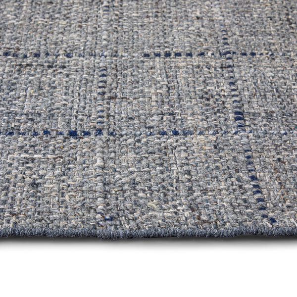 English Elm Tenney Handwoven 8x10 Wool Area Rug in Grey & Blue with Hand-Knotted Fringe, Durable, Plush B136P188399