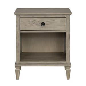English Elm Victoria Aged Oak Nightstand with Solid Wood Legs, Wire-Brushed Veneer, Drawer & Open Shelf Grey 27.25 L x 22.75 W x 27.25 H B035P341168
