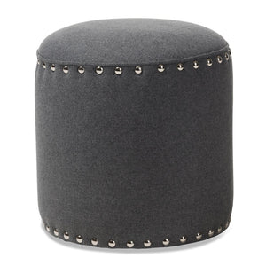 Baxton Studio Baxton Studio Rosine Modern Upholstered Ottoman with Nailhead Trim for Stylish Small Spaces Dark 1708-Gray