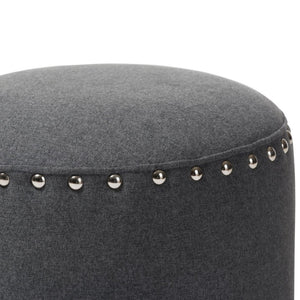 Baxton Studio Baxton Studio Rosine Modern Upholstered Ottoman with Nailhead Trim for Stylish Small Spaces Dark 1708-Gray