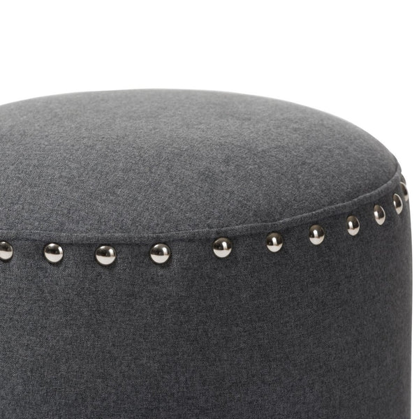 Baxton Studio Baxton Studio Rosine Modern Upholstered Ottoman with Nailhead Trim for Stylish Small Spaces Dark 1708-Gray