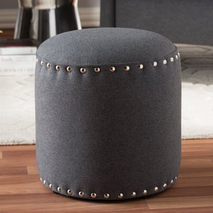 Baxton Studio Baxton Studio Rosine Modern Upholstered Ottoman with Nailhead Trim for Stylish Small Spaces Dark 1708-Gray