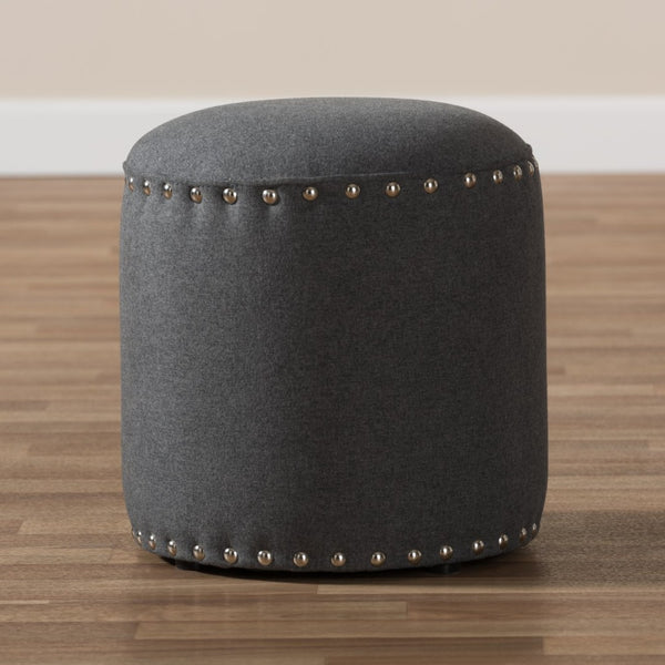 Baxton Studio Baxton Studio Rosine Modern Upholstered Ottoman with Nailhead Trim for Stylish Small Spaces Dark 1708-Gray