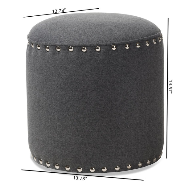 Baxton Studio Baxton Studio Rosine Modern Upholstered Ottoman with Nailhead Trim for Stylish Small Spaces Dark 1708-Gray