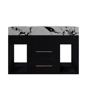 English Elm 29.9" Floating Bathroom Vanity Sintered Stone Top Soft Close Drawers Bronze Gold Hardware Black,Black White W3136S00036