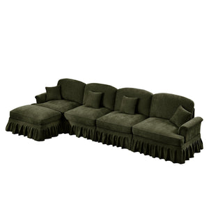 English Elm Classic Modular L-Shaped Sectional Couch In Soft Chenille - Elegant, Versatile Design With Ottoman W3041S00272