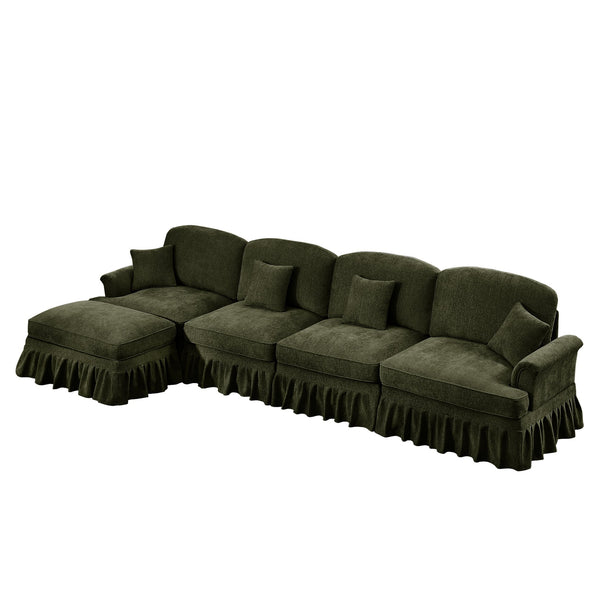 English Elm Classic Modular L-Shaped Sectional Couch In Soft Chenille - Elegant, Versatile Design With Ottoman W3041S00272
